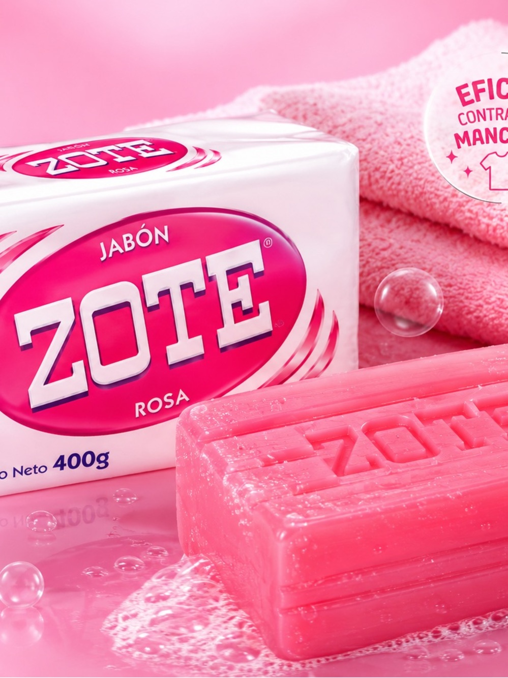 Zote Rosa Pink Bath & Hand Soap Bar - Moisturizing Cleansing